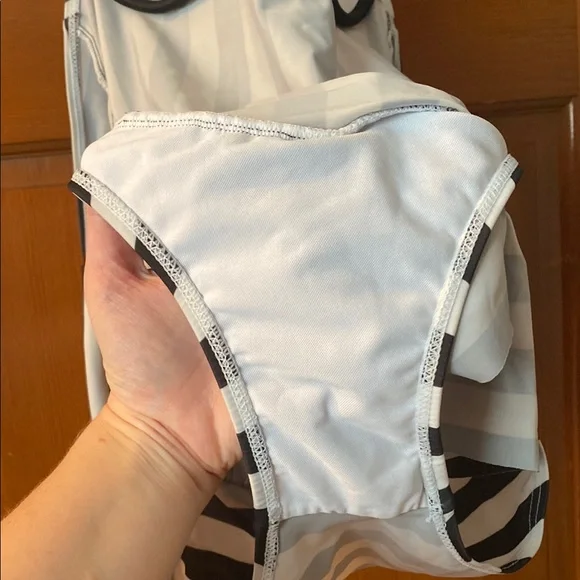 Striped Black and White Swimsuit - Picture 4 of 4